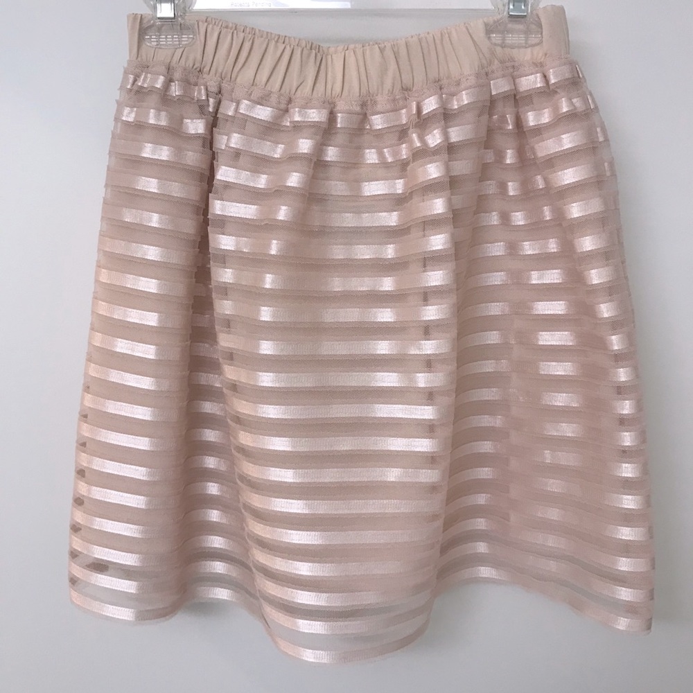 Necessary Objects Striped Satin Tulle Skirt